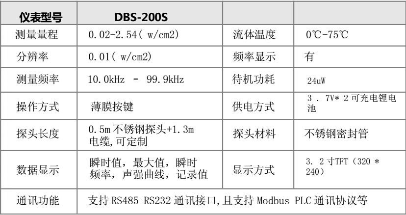 波達聲強探測儀參數(shù)表